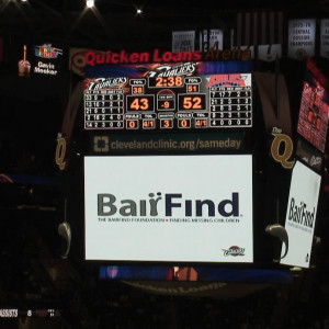NBA team Cleveland Cavaliers halftime featured The BairFind Foundation